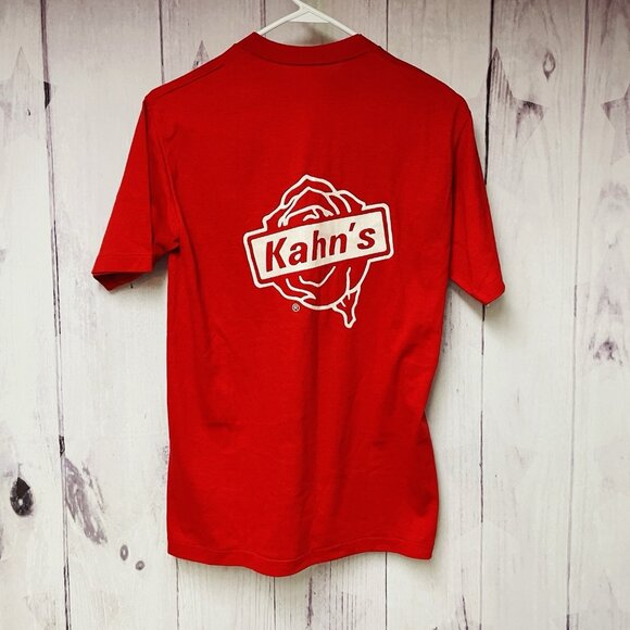 Vintage 1980s Kahns Shirt Medium Single Stitch Wolf & Sons Hot Dog Tee - Picture 3 of 4